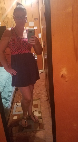 Coral and blue dress size MP - Picture 2 of 5